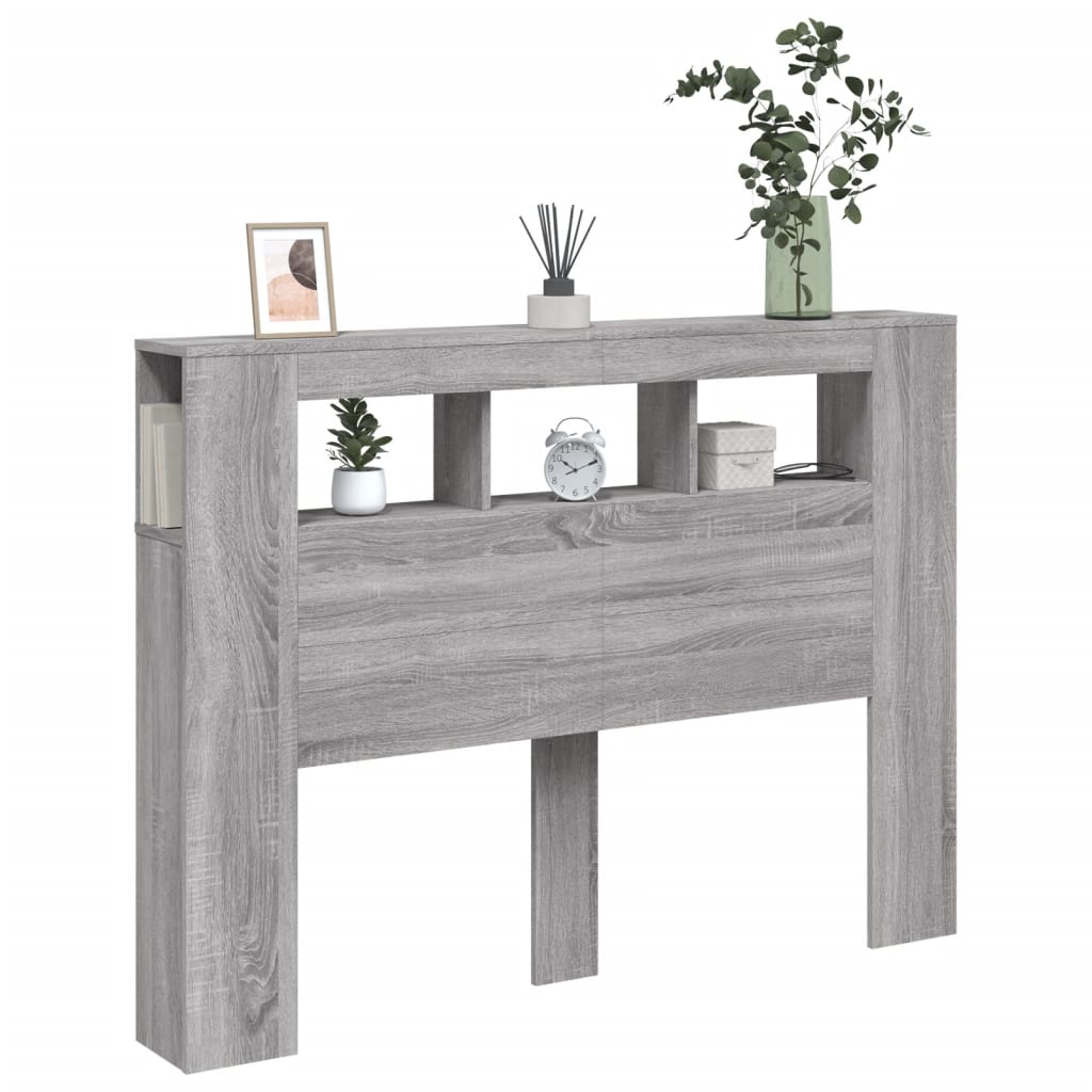 LED Headboard Grey Sonoma 140x18,5x103,5 cm Engineered Wood