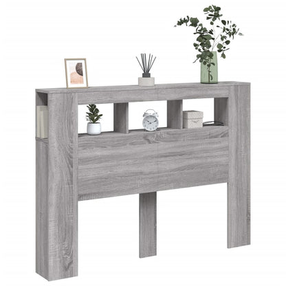 LED Headboard Grey Sonoma 140x18,5x103,5 cm Engineered Wood