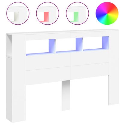 LED Headboard White 160x18.5x103.5 cm Engineered Wood