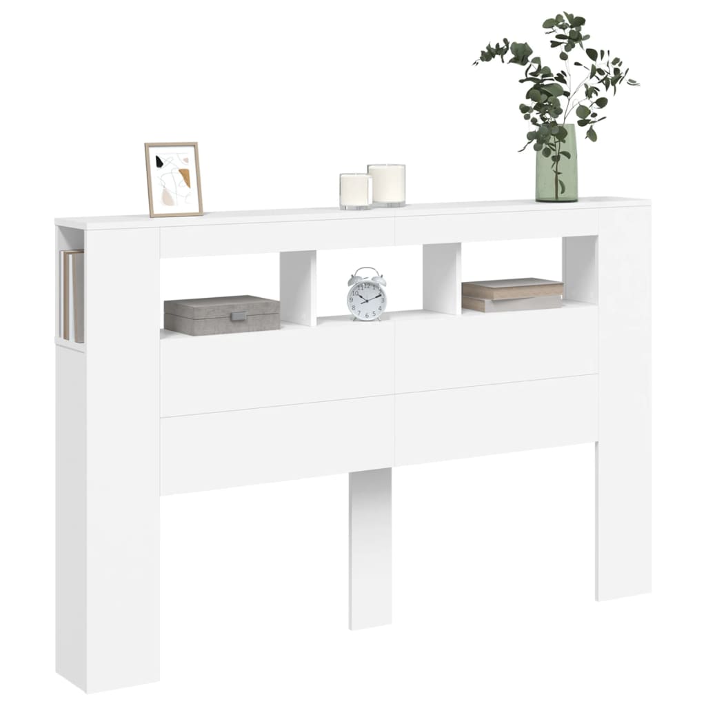 LED Headboard White 160x18,5x103,5 cm Engineered Wood