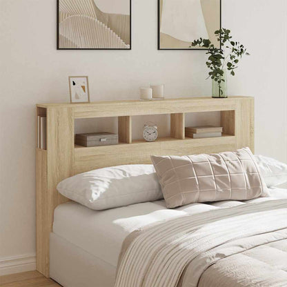 LED Headboard Sonoma Oak 160x18,5x103,5 cm Engineered Wood