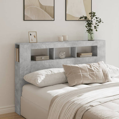 LED Headboard Concrete Grey 160x18.5x103.5 cm Engineered Wood