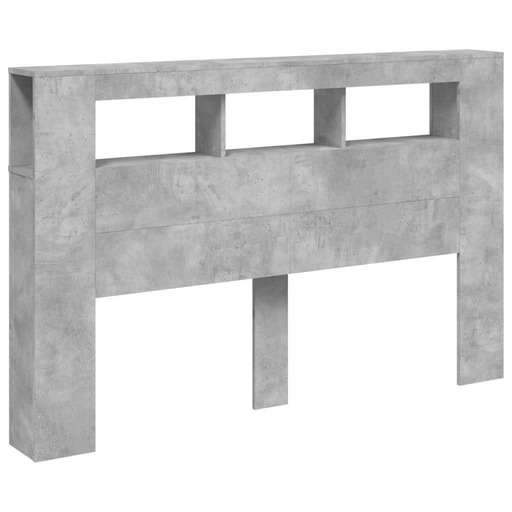 LED Headboard Concrete Grey 160x18.5x103.5 cm Engineered Wood