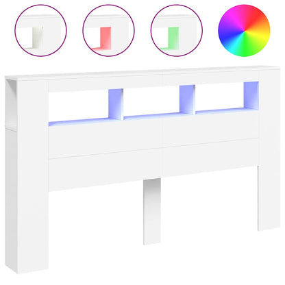 LED Headboard White 180x18.5x103.5 cm Engineered Wood