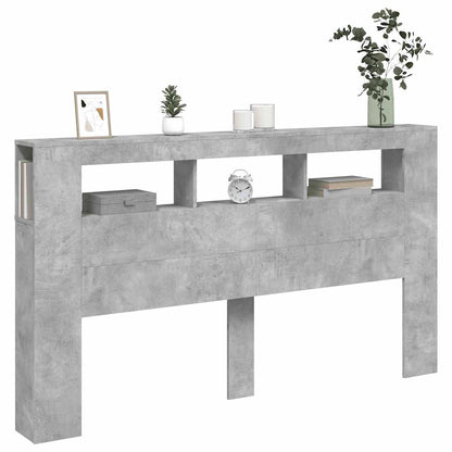 LED Headboard Concrete Grey 180x18,5x103,5 cm Engineered Wood