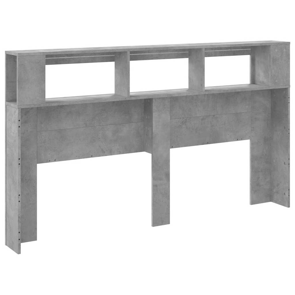 LED Headboard Concrete Grey 180x18.5x103.5 cm Engineered Wood