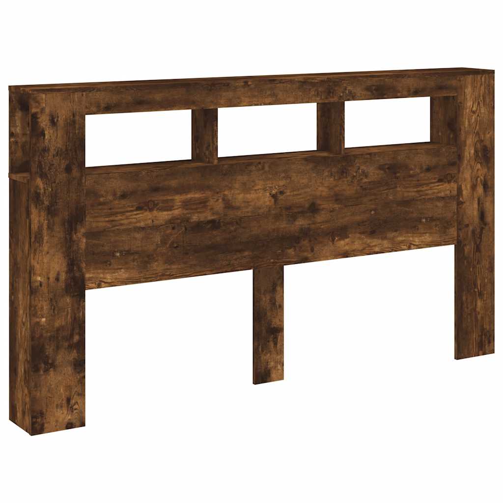 LED Headboard Smoked Oak 180x18.5x103.5 cm Engineered Wood