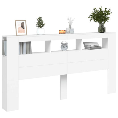 LED Headboard White 200x18,5x103,5 cm Engineered Wood