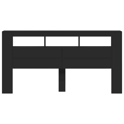 LED Headboard Black 200 cm Engineered Wood