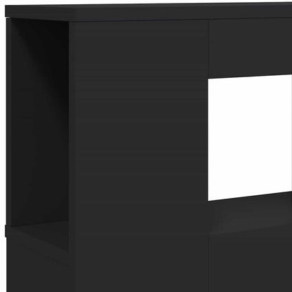 LED Headboard Black 200 cm Engineered Wood