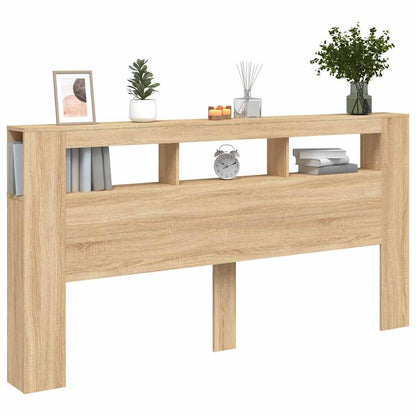 LED Headboard Sonoma Oak 200x18,5x103,5 cm Engineered Wood