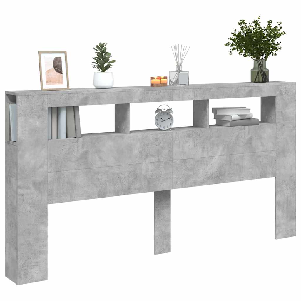 LED Headboard Concrete Grey 200x18,5x103,5 cm Engineered Wood