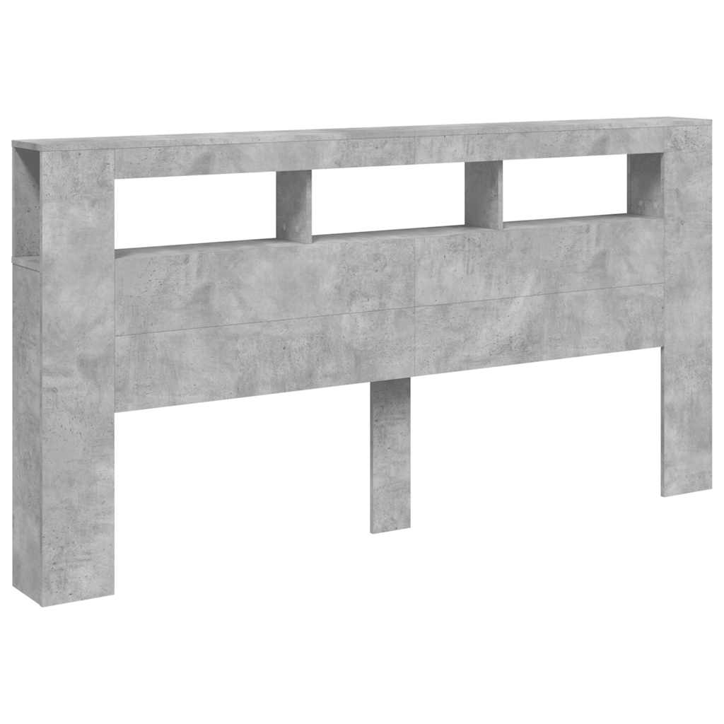 LED Headboard Concrete Grey 200 cm Engineered Wood