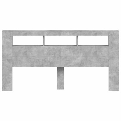 LED Headboard Concrete Grey 200 cm Engineered Wood