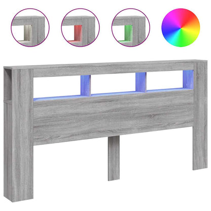 LED Headboard Grey Sonoma 200 cm Engineered Wood