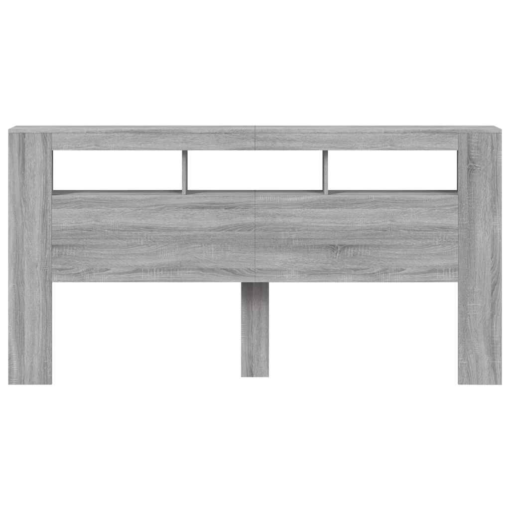 LED Headboard Grey Sonoma 200 cm Engineered Wood