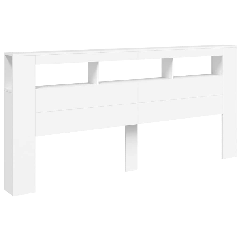 LED Headboard White 220x18.5x103.5 cm Engineered Wood