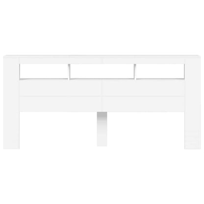 LED Headboard White 220x18.5x103.5 cm Engineered Wood