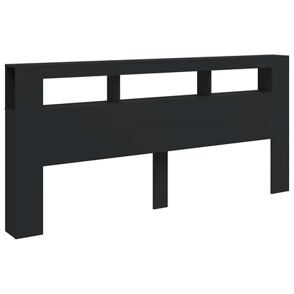 LED Headboard Black 220x18,5x103,5 cm Engineered Wood