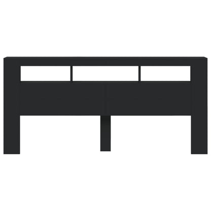LED Headboard Black 220x18.5x103.5 cm Engineered Wood