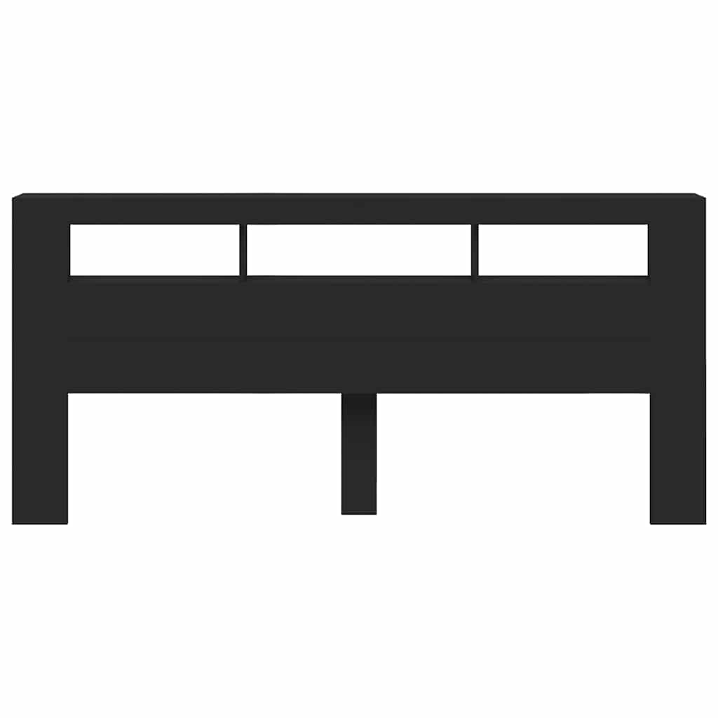 LED Headboard Black 220x18,5x103,5 cm Engineered Wood