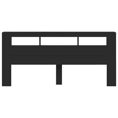 LED Headboard Black 220x18,5x103,5 cm Engineered Wood