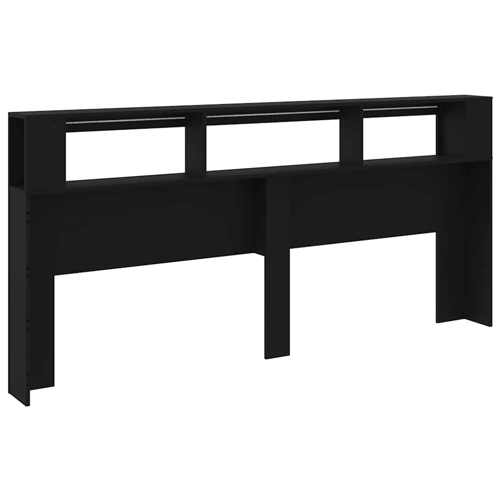 LED Headboard Black 220x18,5x103,5 cm Engineered Wood