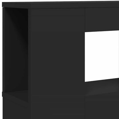 LED Headboard Black 220x18,5x103,5 cm Engineered Wood