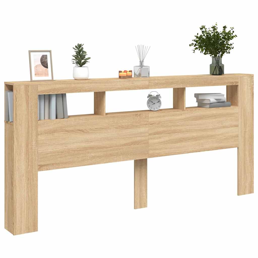 LED Headboard Sonoma Oak 220x18,5x103,5 cm Engineered Wood