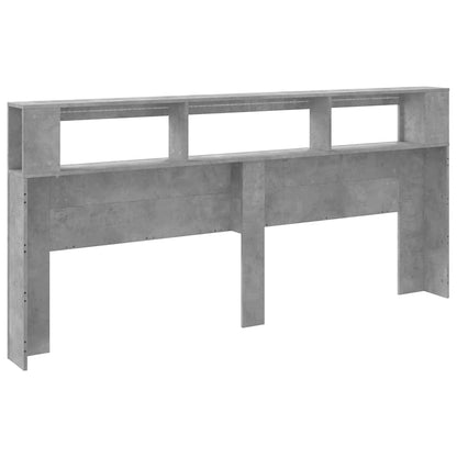 LED Headboard Concrete Grey 220x18.5x103.5 cm Engineered Wood