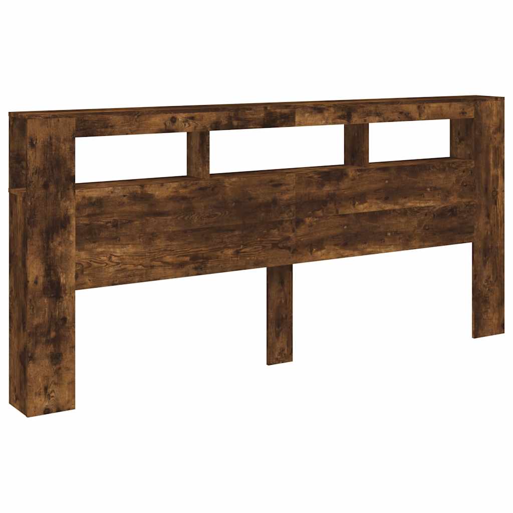LED Headboard Smoked Oak 220x18.5x103.5 cm Engineered Wood