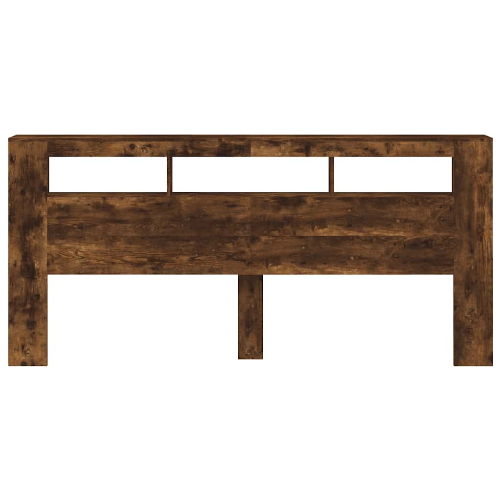LED Headboard Smoked Oak 220x18.5x103.5 cm Engineered Wood