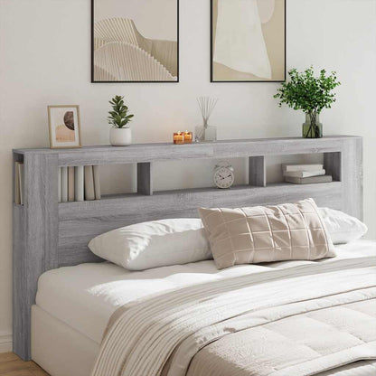 LED Headboard Grey Sonoma 220x18.5x103.5 cm Engineered Wood