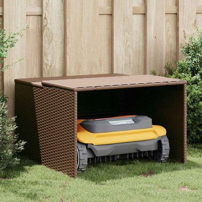 Robot Mower Garage Brown 86x90x52/57 cm Poly Rattan