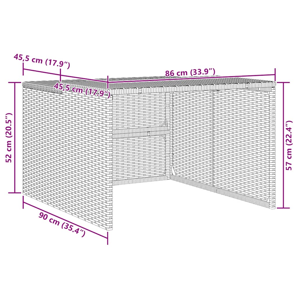 Robot Mower Garage Grey 86x90x52/57 cm Poly Rattan