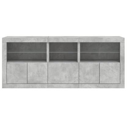 Sideboard with LED Lights Concrete Grey 162x37x67 cm