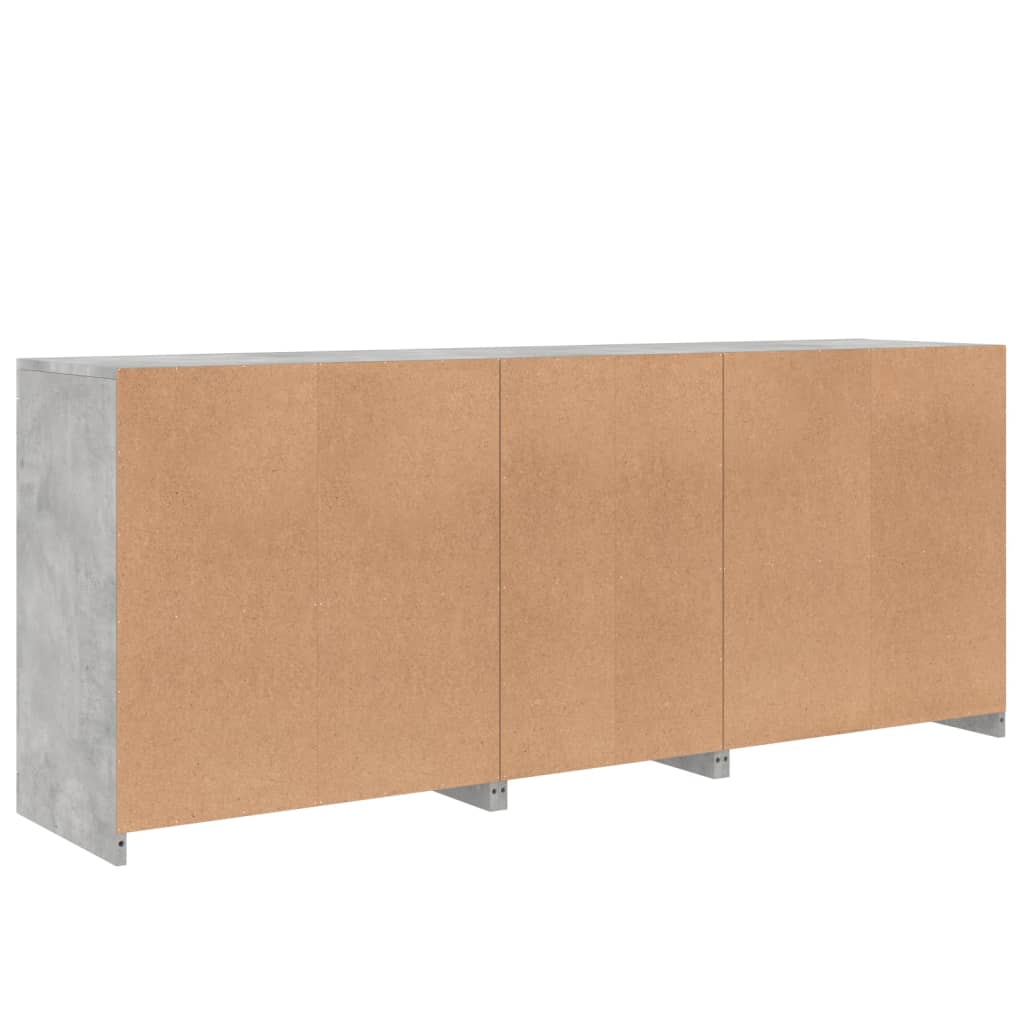 Sideboard with LED Lights Concrete Grey 162x37x67 cm