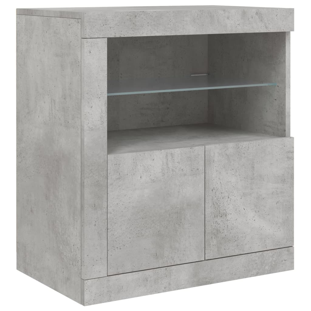 Sideboard with LED Lights Concrete Grey 162x37x67 cm