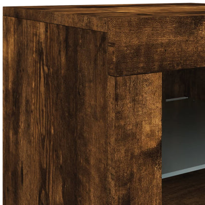 Sideboard with LED Lights Smoked Oak 162x37x67 cm