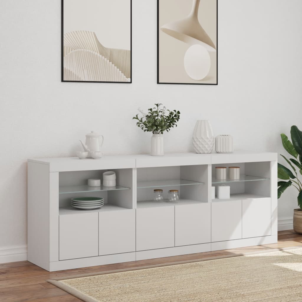 Sideboard with LED Lights White 181,5x37x67 cm