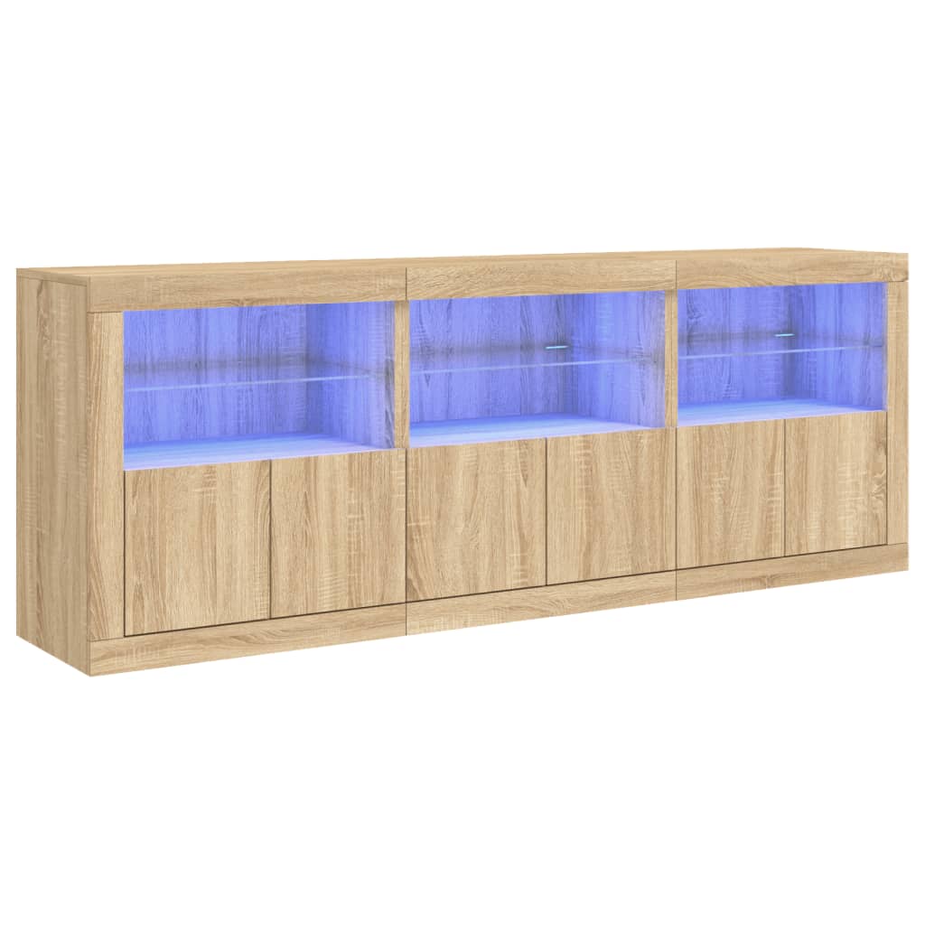 Sideboard with LED Lights Sonoma Oak 181,5x37x67 cm