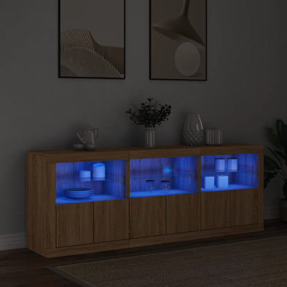Sideboard with LED Lights Sonoma Oak 181,5x37x67 cm