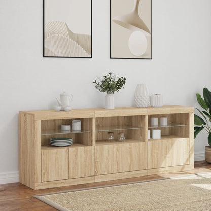 Sideboard with LED Lights Sonoma Oak 181,5x37x67 cm
