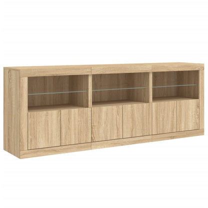Sideboard with LED Lights Sonoma Oak 181,5x37x67 cm