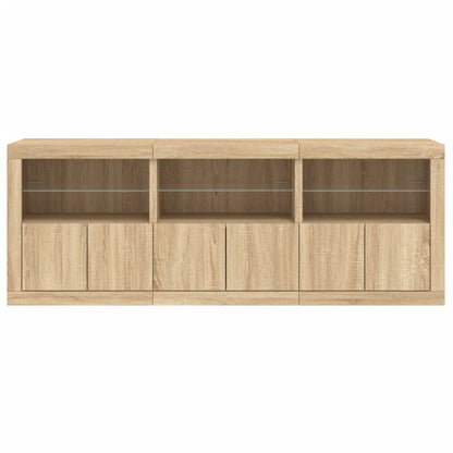 Sideboard with LED Lights Sonoma Oak 181,5x37x67 cm
