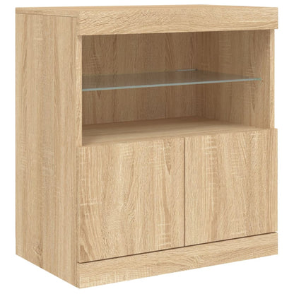 Sideboard with LED Lights Sonoma Oak 181,5x37x67 cm