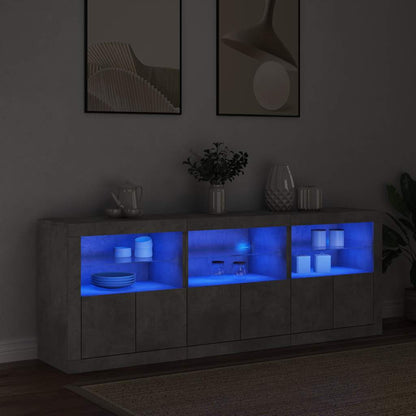 Sideboard with LED Lights Concrete Grey 181,5x37x67 cm
