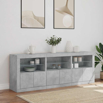 Sideboard with LED Lights Concrete Grey 181,5x37x67 cm