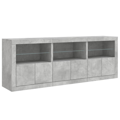 Sideboard with LED Lights Concrete Grey 181,5x37x67 cm