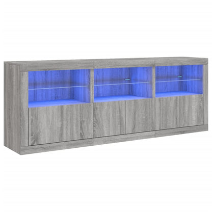Sideboard with LED Lights Grey Sonoma 181.5x37x67 cm